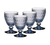 Villeroy & Boch Boston Coloured - Set di 4 bicchieri da vino bianco blu, 230 ml, con motivo sfaccettato, per vino bianco, lavabili in lavastoviglie, colore: Blu