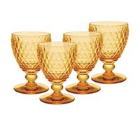 Villeroy & Boch Boston Saffron - Set di 4 bicchieri da vino bianco, 230 ml, con motivo sfaccettato, in cristallo per vino bianco, lavabili in lavastoviglie, colore: Giallo