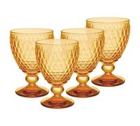 Villeroy & Boch Boston Saffron - Set di 4 bicchieri da vino rosso, 310 ml, con motivo sfaccettato, per vino rosso, lavabili in lavastoviglie, colore: Giallo