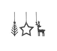 Villeroy & Boch - Christmas Chic set di addobbi da appendere da 3 pezzi neri, decorazione natalizia moderna, elegante decorazione per Natale, metallo
