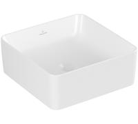 Lavabo da appoggio Villeroy & Boch Collaro, 380 x 380 mm, senza foro per rubinetto, senza sfioratore, non interrato, 4A2138, colorazione: Bianco pietra, ceramica più