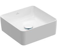 Lavabo da appoggio Villeroy & Boch Collaro, 380 x 380 mm, senza foro per rubinetto, senza sfioratore, non interrato, 4A2138, colorazione: Bianco pietra, ceramica più