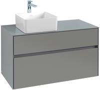 Villeroy & Boch Collaro meuble à lavabo 1000x548x500 mm, 2 tiroirs, pour lavabo à gauche, C03900DH, C03900DH, Colorazione: Fronte/cassa: Bianco lucido, maniglia: Bianco opaco