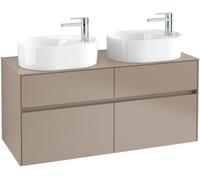 Villeroy & Boch Collaro meuble à lavabo 1200x548x500 mm, 4 tiroirs, pour 2 lavabos, C06000PD, C06000PD, Colorazione: Fronte/corpo: lacca nera opaca, maniglia: nera opaca