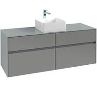 Villeroy & Boch Collaro meuble à lavabo 1400x548x500 mm, 4 tiroirs, pour lavabo au milieu, C04500RH, C04500RH, Colorazione: Fronte/cassa: Quercia Kansas, manico: Grafite
