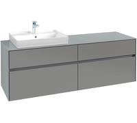 Villeroy & Boch Collaro meuble à lavabo 1600x548x500 mm, 4 tiroirs, pour lavabo à gauche, C02200MS, C02200MS, Colorazione: Fronte/cassa: bianco opaco, manico: bianco opaco
