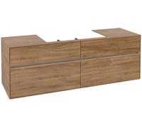 Villeroy & Boch Collaro Meuble pour lavabo avec éclairage, 1600x548x500 mm, 4 tiroirs, pour lavabo au milieu, C028L0, C028B0RH, C028B0RH, Colorazione: Fronte/cassa: Quercia Kansas, manico: Antracite o