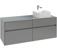 Villeroy & Boch Collaro meuble sous-lavabo 1400x548x500 mm, 4 tiroirs, pour lavabo à droite, C04700FP, C04700FP, Colorazione: Fronte/cassa: Grigio lucido, maniglia: Antracite opaco