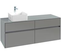 Villeroy & Boch Collaro meuble sous-lavabo 1400x548x500 mm, 4 tiroirs, pour lavabo à gauche, C04600VH, C04600VH, Colorazione: Fronte/cassa: Rovere dellArizona, maniglia: Antracite opaco