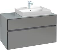 Villeroy & Boch Collaro Meuble sous-lavabo, 2 tiroirs, lavabo à droite, suspendu, 1000x548x500mm, C01800RK, C01800RK, Colorazione: Frontale/carcassa: Rovere di pietra, Maniglia: Grafite