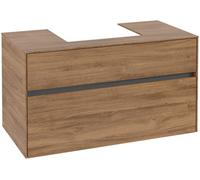 Villeroy & Boch Collaro meuble sous-lavabo, 2 tiroirs, lavabo au centre, 1000x548x500mm, C01600RH, C01600RH, Colorazione: Fronte/cassa: Quercia Kansas, manico: Grafite