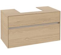 Villeroy & Boch Collaro meuble sous-lavabo, 2 tiroirs, lavabo au centre, 1000x548x500mm, C01600VJ, C01600VJ, Colorazione: Carcassa/anteriore: quercia nordica, maniglia: Grigio cashmere