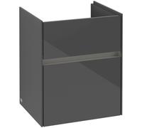 Villeroy & Boch Collaro Meuble sous-lavabo, 2 tiroirs, lavabo au centre, avec éclairage, 460x546x374mm, C006B0FP, C006B0FP, Colorazione: Fronte/cassa: Grigio lucido, maniglia: Grafite