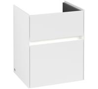 Villeroy & Boch Collaro Meuble sous-lavabo, 2 tiroirs, lavabo au centre, avec éclairage, 460x546x374mm, C006B0MS, C006B0MS, Colorazione: Fronte/cassa: bianco opaco, manico: bianco opaco