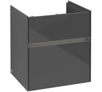 Villeroy & Boch Collaro Meuble sous-lavabo, 2 tiroirs, lavabo au centre, avec éclairage, 510x546x414mm, C007B0FP, C007B0FP, Colorazione: Fronte/cassa: Grigio lucido, maniglia: Grafite