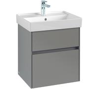 Villeroy & Boch Collaro Meuble sous-lavabo, 2 tiroirs, lavabo au centre, avec éclairage, 510x546x414mm, C007B0VJ, C007B0VJ, Colorazione: Carcassa/anteriore: quercia nordica, maniglia: Grigio cashmere