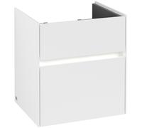 Villeroy & Boch Collaro Meuble sous-lavabo, 2 tiroirs, lavabo au centre, avec éclairage, 510x546x414mm, C007B0MS, C007B0MS, Colorazione: Fronte/cassa: bianco opaco, manico: bianco opaco