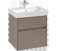 Villeroy & Boch Collaro Meuble sous-lavabo, 2 tiroirs, lavabo au centre, avec éclairage, 554x546x444mm, C008B0AH, C008B0AH, Colorazione: Parte anteriore/corpo: Wine Red, maniglia: Volcano Black