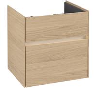 Villeroy & Boch Collaro Meuble sous-lavabo, 2 tiroirs, lavabo au centre, avec éclairage, 554x546x444mm, C008B0VJ, C008B0VJ, Colorazione: Carcassa/anteriore: quercia nordica, maniglia: Grigio cashmere