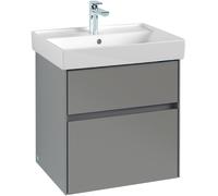 Villeroy & Boch Collaro Meuble sous-lavabo, 2 tiroirs, lavabo au centre, avec éclairage, 554x546x444mm, C008B0VK, C008B0VK, Colorazione: Fronte/carcassa: Grigio tenue, manico: Grigio tenue