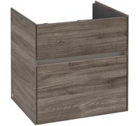 Villeroy & Boch Collaro Meuble sous-lavabo, 2 tiroirs, lavabo au centre, avec éclairage, 554x546x444mm, C008B0RK, C008B0RK, Colorazione: Frontale/carcassa: Rovere di pietra, Maniglia: Grafite