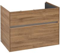 Villeroy & Boch Collaro Meuble sous-lavabo, 2 tiroirs, lavabo au centre, avec éclairage, 754x546x444mm, C010B0RH, C010B0RH, Colorazione: Fronte/cassa: Quercia Kansas, manico: Grafite