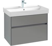 Villeroy & Boch Collaro Meuble sous-lavabo, 2 tiroirs, lavabo au centre, avec éclairage, 754x546x444mm, C010B0MS, C010B0MS, Colorazione: Fronte/cassa: bianco opaco, manico: bianco opaco