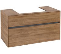 Villeroy & Boch Collaro Meuble sous-lavabo, 2 tiroirs, lavabo au centre, montage mural, 1000x548x500mm, C01900RH, C01900RH, Colorazione: Fronte/cassa: Quercia Kansas, manico: Grafite