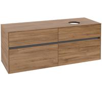 Villeroy & Boch Collaro Meuble sous-lavabo, 4 tiroirs, lavabo à droite, 1400x548x500mm, C04700RH, C04700RH, Colorazione: Fronte/cassa: Quercia Kansas, manico: Grafite
