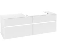 Villeroy & Boch Collaro Meuble sous-lavabo, 4 tiroirs, lavabo à droite, avec éclairage, 1600x548x500mm, C027B0MS, C027B0MS, Colorazione: Fronte/cassa: bianco opaco, manico: bianco opaco