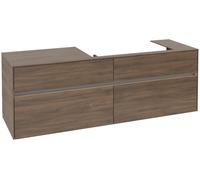Villeroy & Boch Collaro Meuble sous-lavabo, 4 tiroirs, lavabo à droite, avec éclairage, 1600x548x500mm, C027B0VH, C027B0VH, Colorazione: Fronte/cassa: Rovere dellArizona, maniglia: Grafite