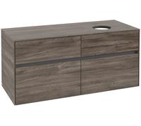 Villeroy & Boch Collaro Meuble sous-lavabo, 4 tiroirs, lavabo à droite, montage mural, avec éclairage, 1200x548x500mm, C04300RK, C04300RK, Colorazione: Frontale/carcassa: Rovere di pietra, Maniglia: G