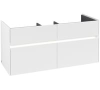Villeroy & Boch Collaro Meuble sous-lavabo, 4 tiroirs, lavabo au centre, avec éclairage, 1154x546x444mm, C012B0MS, C012B0MS, Colorazione: Fronte/cassa: bianco opaco, manico: bianco opaco