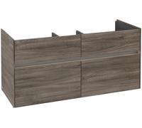 Villeroy & Boch Collaro Meuble sous-lavabo, 4 tiroirs, lavabo au centre, avec éclairage, 1154x546x444mm, C012B0RK, C012B0RK, Colorazione: Frontale/carcassa: Rovere di pietra, Maniglia: Grafite