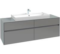 Villeroy & Boch Collaro Meuble sous-lavabo, 4 tiroirs, lavabo au centre, montage mural, 1600x548x500mm, C03100MS, C03100MS, Colorazione: Fronte/cassa: bianco opaco, manico: bianco opaco