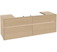 Villeroy & Boch Collaro Meuble sous-lavabo, 4 tiroirs, lavabo au centre, montage mural, avec éclairage, 1600x548x500mm, C031B0VJ, C031B0VJ, Colorazione: Carcassa/anteriore: quercia nordica, maniglia: