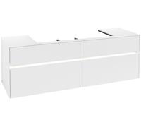 Villeroy & Boch Collaro Meuble sous-lavabo, 4 tiroirs, lavabo au centre, montage mural, avec éclairage, 1600x548x500mm, C031B0MS, C031B0MS, Colorazione: Fronte/cassa: bianco opaco, manico: bianco opac