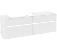 Villeroy & Boch Collaro Meuble sous-lavabo, 4 tiroirs, suspendu, vasque à gauche, avec éclairage, 1600x548x500mm, C026B0MS, C026B0MS, Colorazione: Fronte/cassa: bianco opaco, manico: bianco opaco