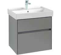 Villeroy & Boch Collaro meuble sous-lavabo 604x546x444 mm, 2 tiroirs, C00900FP, C00900FP, Colorazione: Fronte/cassa: Grigio lucido, maniglia: Antracite opaco