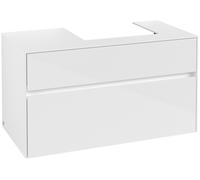 Villeroy & Boch Collaro Meuble sous-lavabo, lavabo à droite, 2 tiroirs, montage mural, 1000x548x500mm, C01500DH, C01500DH, Colorazione: Fronte/cassa: Bianco lucido, maniglia: Bianco opaco