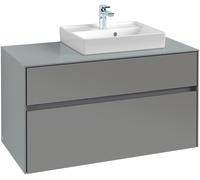 Villeroy & Boch Collaro Meuble sous-lavabo, lavabo à droite, 2 tiroirs, montage mural, 1000x548x500mm, C01500MS, C01500MS, Colorazione: Fronte/cassa: bianco opaco, manico: bianco opaco