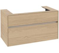 Villeroy & Boch Collaro Meuble sous-lavabo, lavabo au centre, montage mural, 2 tiroirs, 1000x548x500mm, C02000VJ, C02000VJ, Colorazione: Carcassa/anteriore: quercia nordica, maniglia: Grigio cashmere