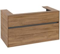 Villeroy & Boch Collaro Meuble sous-lavabo, lavabo au centre, montage mural, 2 tiroirs, 1000x548x500mm, C02000RH, C02000RH, Colorazione: Fronte/cassa: Quercia Kansas, manico: Grafite