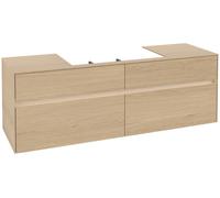 Villeroy & Boch Collaro Meuble sous-lavabo, montage mural, 4 tiroirs, lavabo au centre, avec éclairage, 1600x548x500mm, C028B0VJ, C028B0VJ, Colorazione: Carcassa/anteriore: quercia nordica, maniglia: 