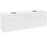 Villeroy & Boch Collaro Meuble sous-lavabo, montage mural, 4 tiroirs, pour 2 lavabos, 1600x548x500mm, C05200MS, C05200MS, Colorazione: Fronte/cassa: bianco opaco, manico: bianco opaco