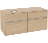 Villeroy & Boch Collaro Meuble sous-lavabo, montage mural, 4 tiroirs SoftClose, lavabo à gauche, 1200x548x500mm, C04200VJ, C04200VJ, Colorazione: Carcassa/anteriore: quercia nordica, maniglia: Grigio 