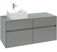 Villeroy & Boch Collaro Meuble sous-lavabo, montage mural, 4 tiroirs SoftClose, lavabo à gauche, 1200x548x500mm, C04200RH, C04200RH, Colorazione: Fronte/cassa: Quercia Kansas, manico: Grafite