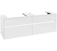 Villeroy & Boch Collaro Meuble sous-lavabo, pour 2 lavabos, avec éclairage, 1600x548x500mm, C024B0DH, C024B0DH, Colorazione: Fronte/cassa: Bianco lucido, maniglia: Bianco opaco
