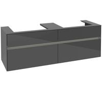 Villeroy & Boch Collaro Meuble sous-lavabo, pour 2 lavabos, avec éclairage, 1600x548x500mm, C024B0FP, C024B0FP, Colorazione: Fronte/cassa: Grigio lucido, maniglia: Grafite