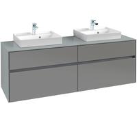 Villeroy & Boch Collaro Meuble sous-lavabo, pour 2 lavabos, montage mural, 1600x548x500mm, C02100MS, C02100MS, Colorazione: Fronte/cassa: bianco opaco, manico: bianco opaco